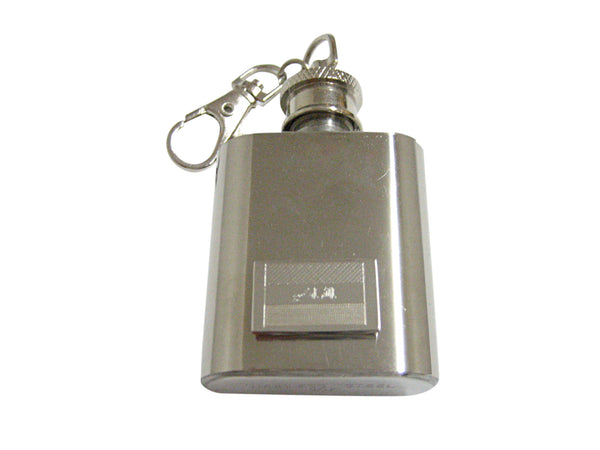 Silver Toned Etched Iraq Flag 1 Oz. Stainless Steel Key Chain Flask