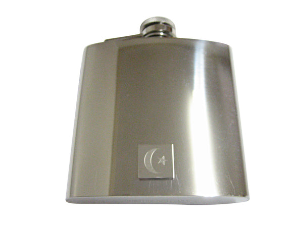 Silver Toned Etched Islam Flag 6 Oz. Stainless Steel Flask