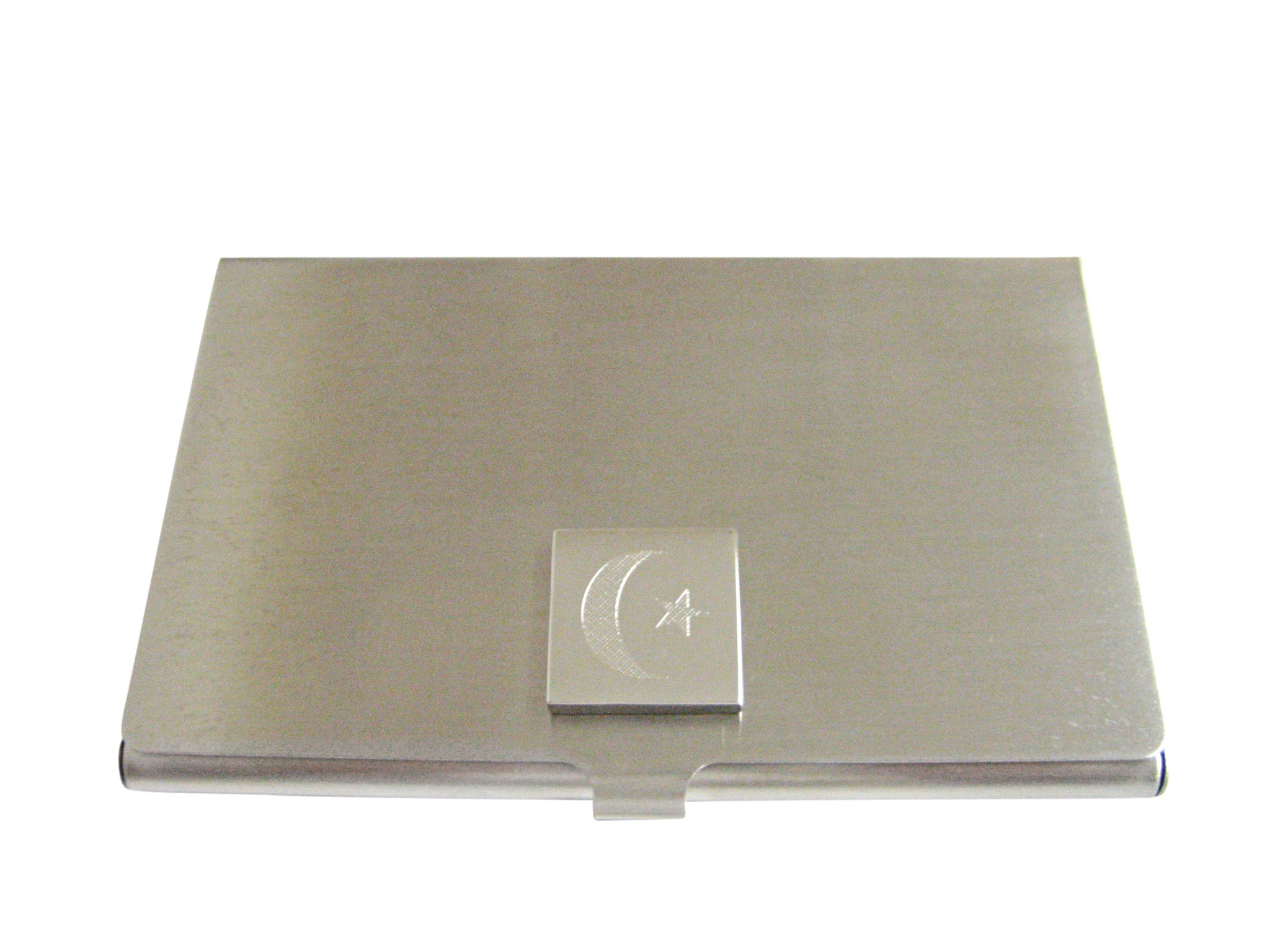 Silver Toned Etched Islam Flag Business Card Holder