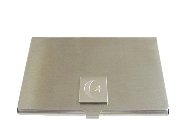 Silver Toned Etched Islam Flag Business Card Holder
