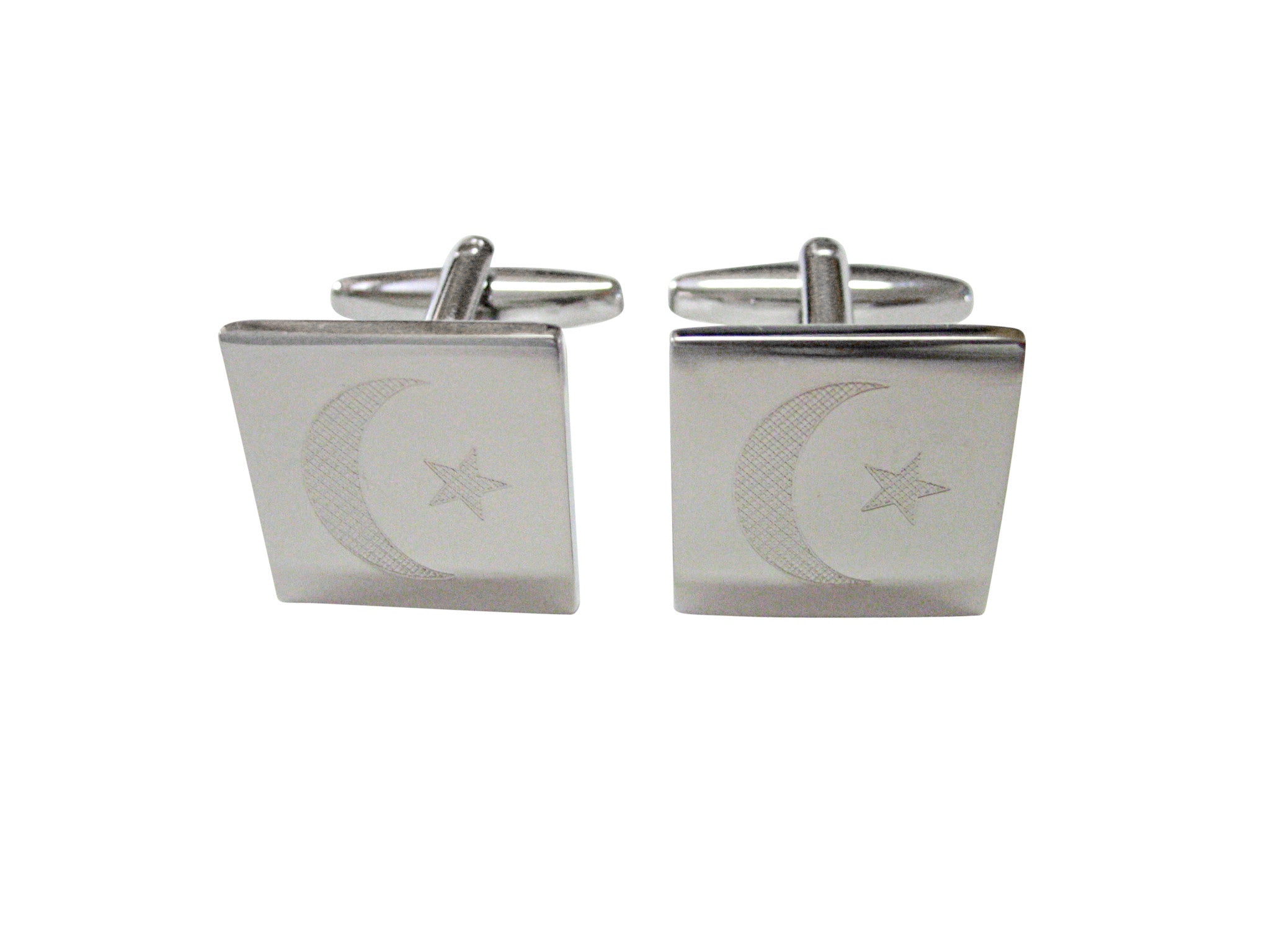 Silver Toned Etched Islam Flag Cufflinks