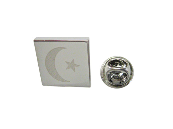 Silver Toned Etched Islam Flag Lapel Pin