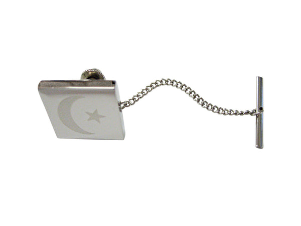 Silver Toned Etched Islam Flag Tie Tack