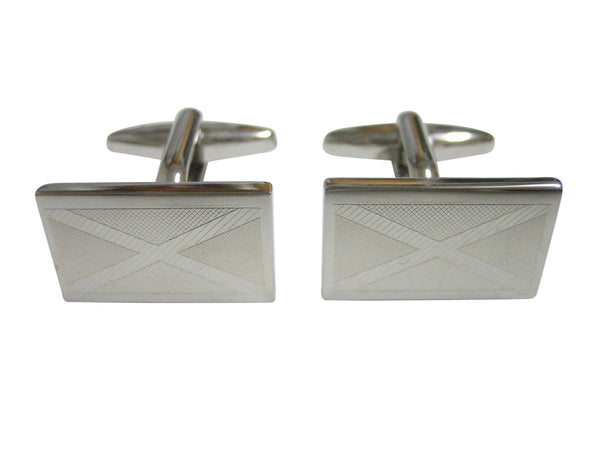Silver Toned Etched Jamaica Flag Cufflinks