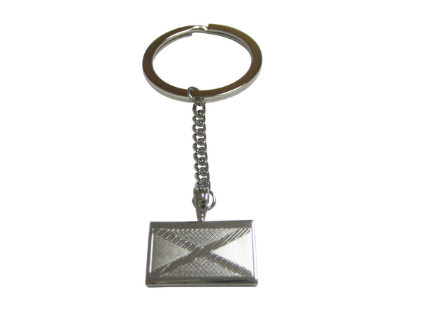 Silver Toned Etched Jamaica Flag Pendant Keychain