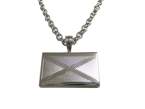 Silver Toned Etched Jamaica Flag Pendant Necklace