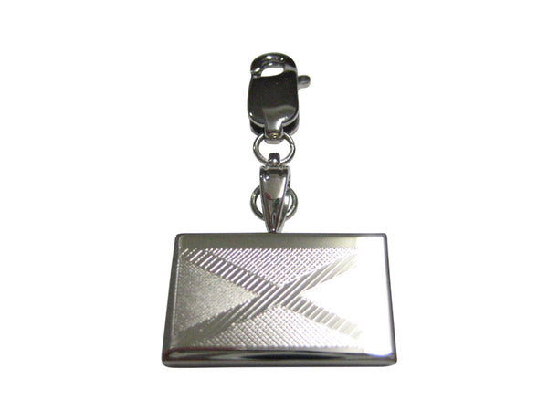 Silver Toned Etched Jamaica Flag Pendant Zipper Pull Charm