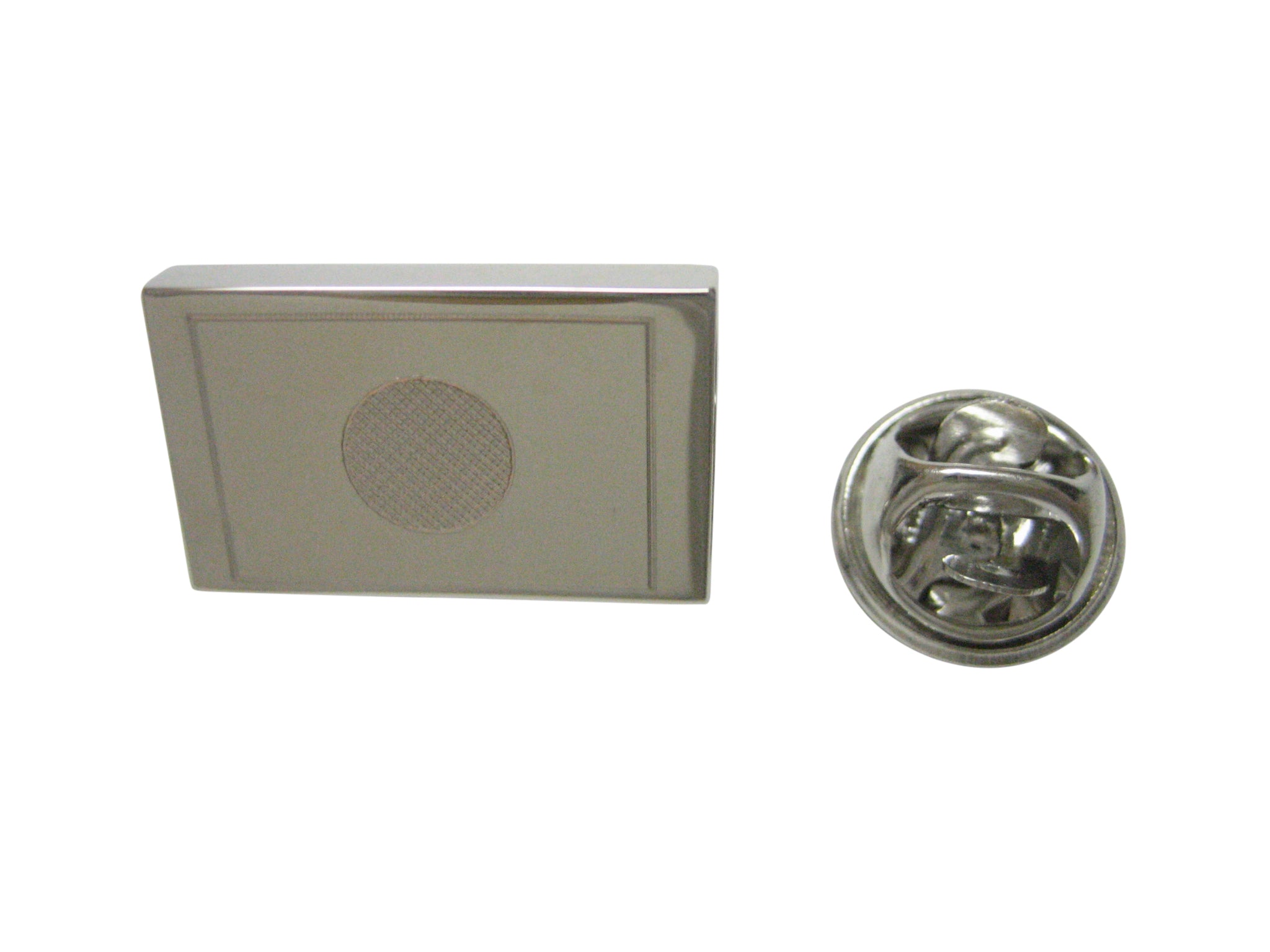 Silver Toned Etched Japan Flag Lapel Pin