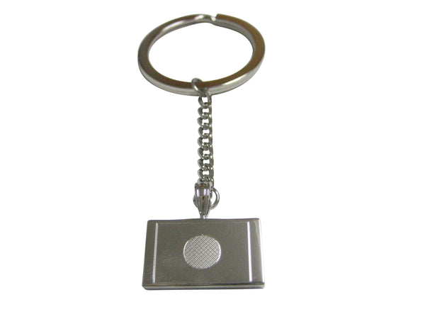 Silver Toned Etched Japan Flag Pendant Keychain