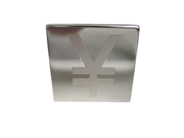 Silver Toned Etched Japanese Yen Currency Sign Adjustable Size Fashion Ring
