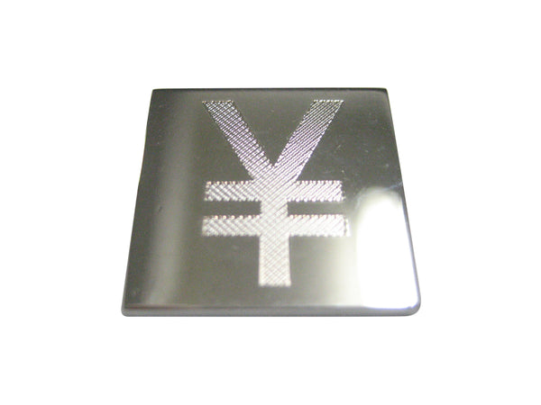Silver Toned Etched Japanese Yen Currency Sign Magnet