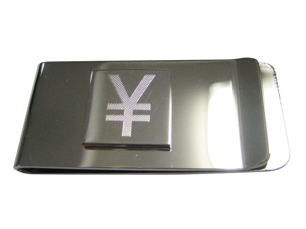 Silver Toned Etched Japanese Yen Currency Sign Money Clip