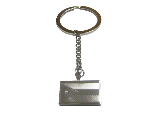 Silver Toned Etched Jordan Flag Pendant Keychain