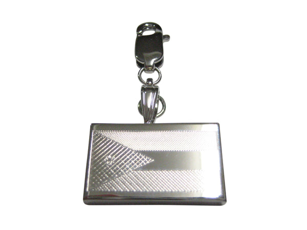 Silver Toned Etched Jordan Flag Pendant Zipper Pull Charm