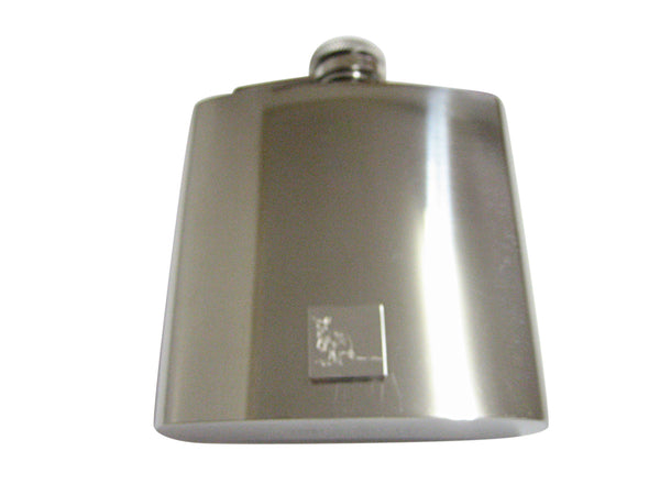 Silver Toned Etched Kangaroo 6 Oz. Stainless Steel Flask