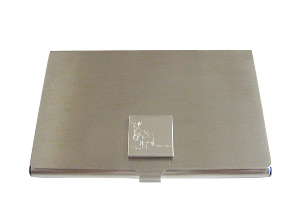Silver Toned Etched Kangaroo Business Card Holder