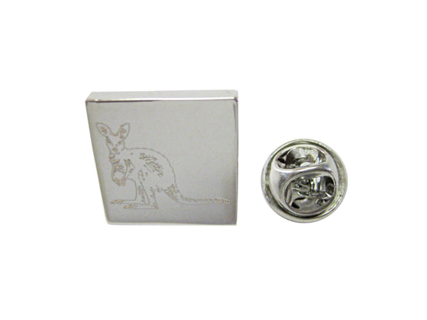 Silver Toned Etched Kangaroo Lapel Pin