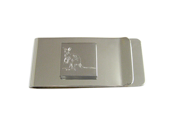 Silver Toned Etched Kangaroo Money Clip