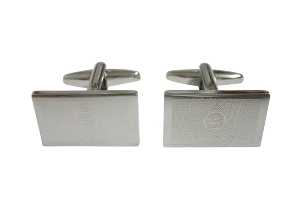 Silver Toned Etched Kansas State Flag Cufflinks