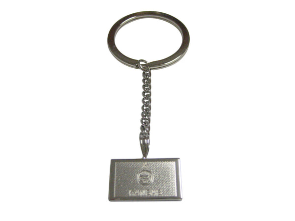 Silver Toned Etched Kansas State Flag Pendant Keychain