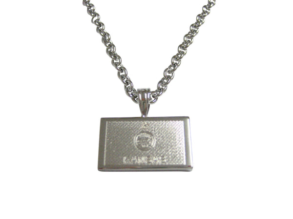 Silver Toned Etched Kansas State Flag Pendant Necklace