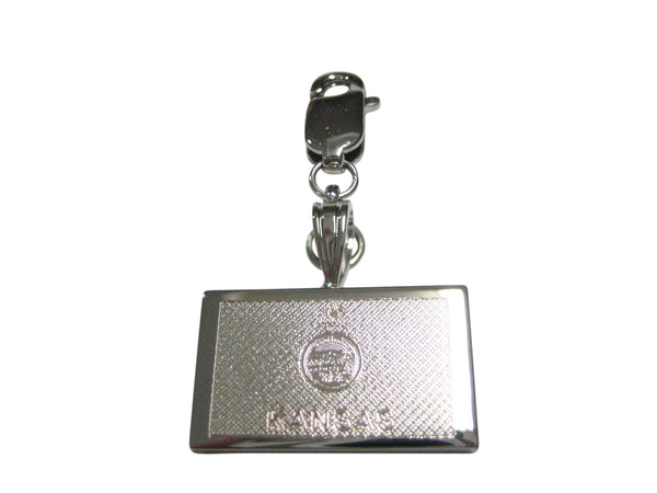 Silver Toned Etched Kansas State Flag Pendant Zipper Pull Charm