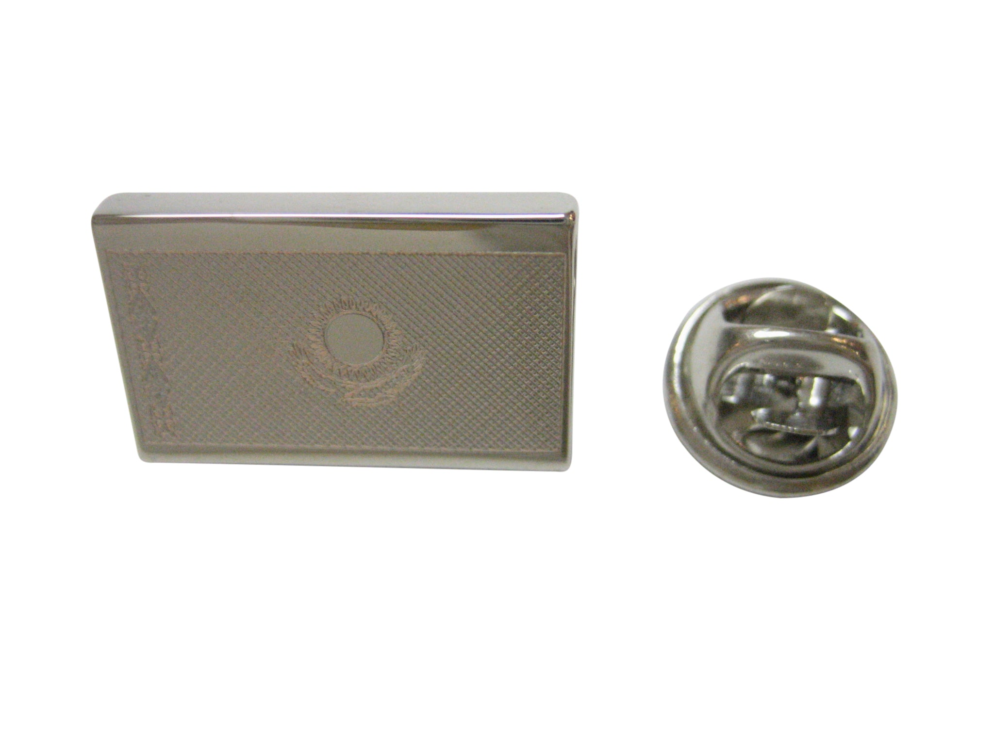 Silver Toned Etched Kazakhstan Flag Lapel Pin