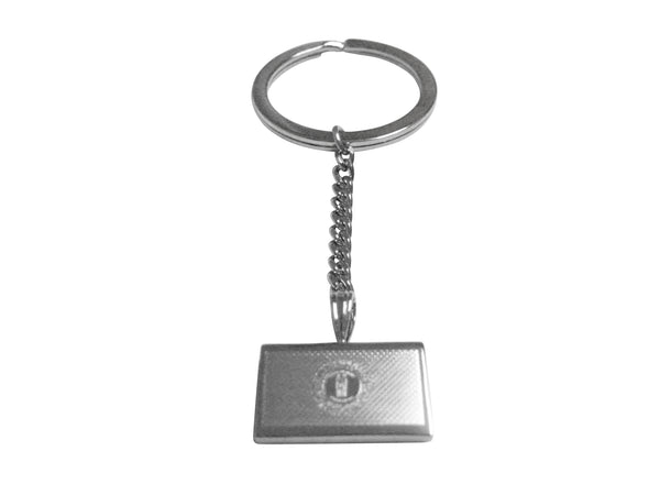 Silver Toned Etched Kentucky State Flag Pendant Keychain