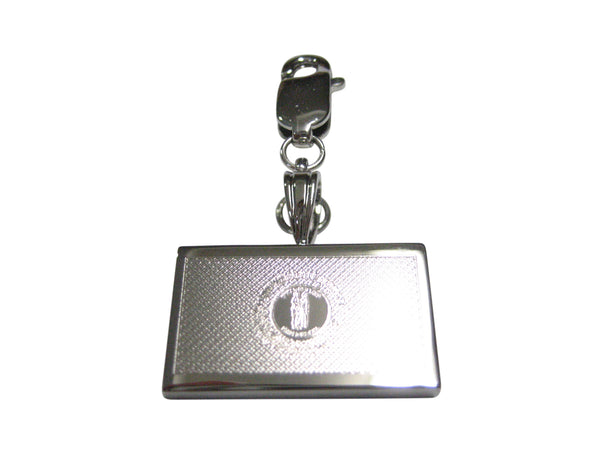 Silver Toned Etched Kentucky State Flag Pendant Zipper Pull Charm