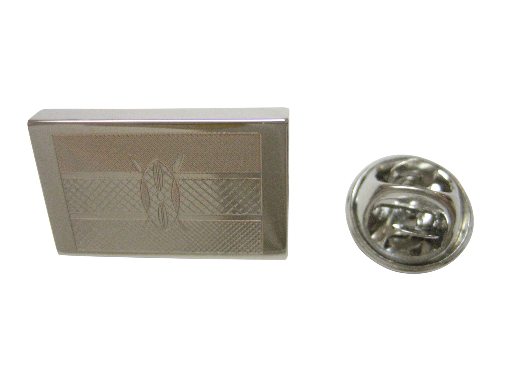 Silver Toned Etched Kenya Flag Lapel Pin