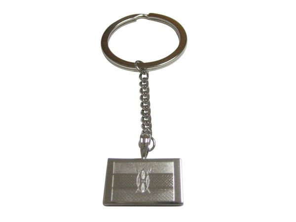 Silver Toned Etched Kenya Flag Pendant Keychain