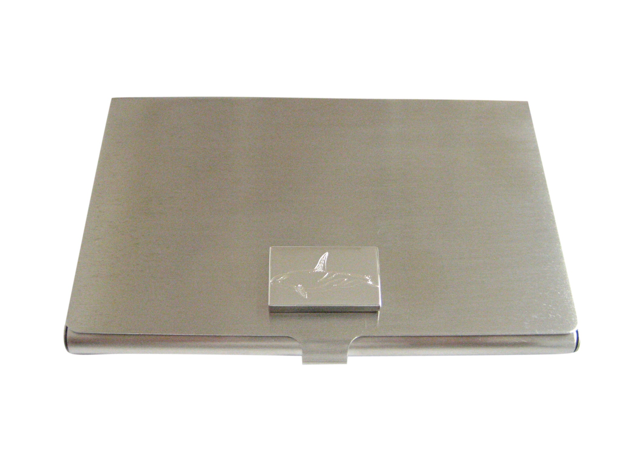 Silver Toned Etched Killer Whale Orca Business Card Holder
