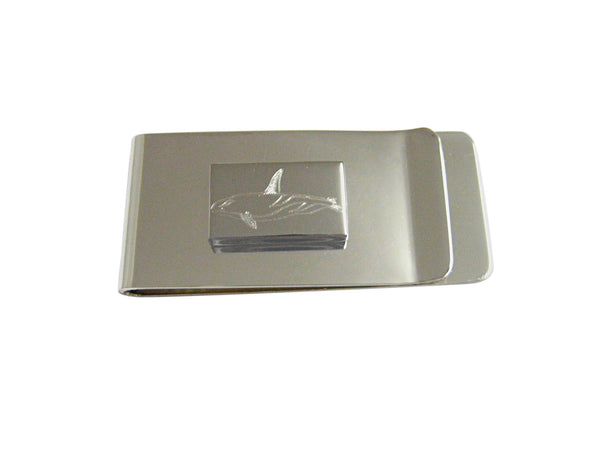 Silver Toned Etched Killer Whale Orca Money Clip