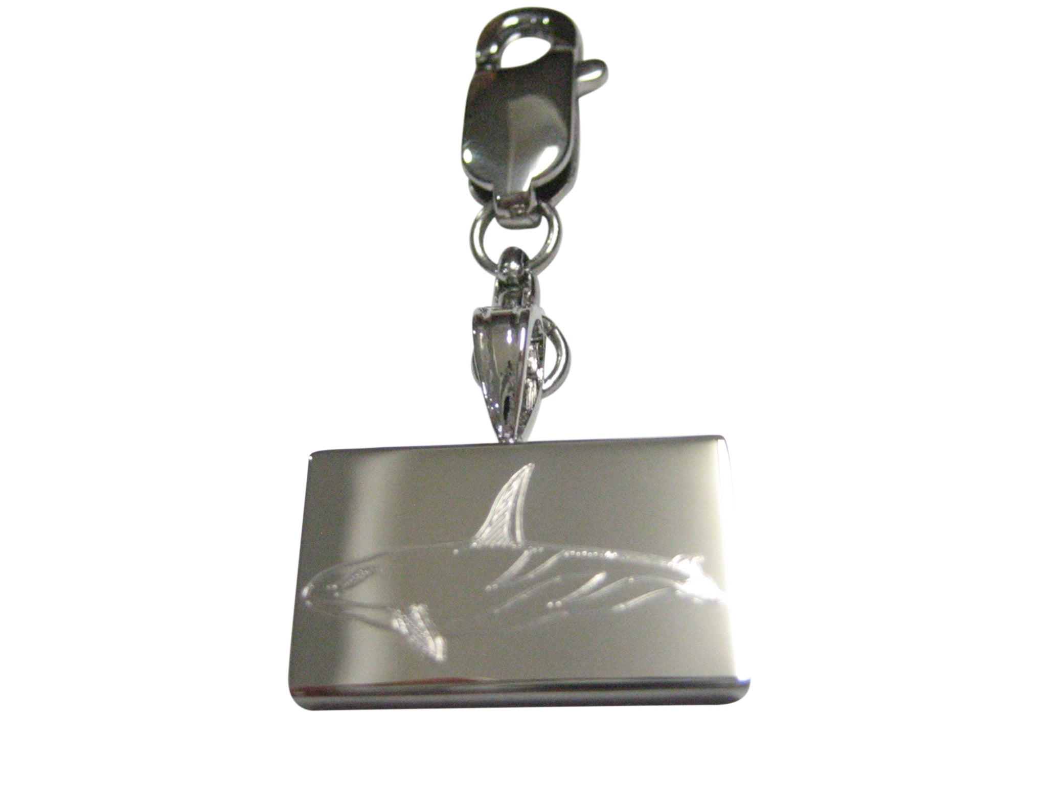 Silver Toned Etched Killer Whale Pendant Zipper Pull Charm