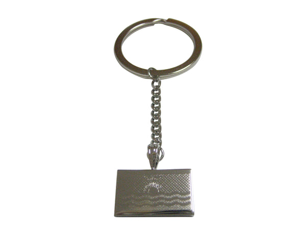 Silver Toned Etched Kiribati Flag Pendant Keychain