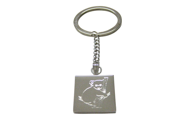 Silver Toned Etched Koala Keychain