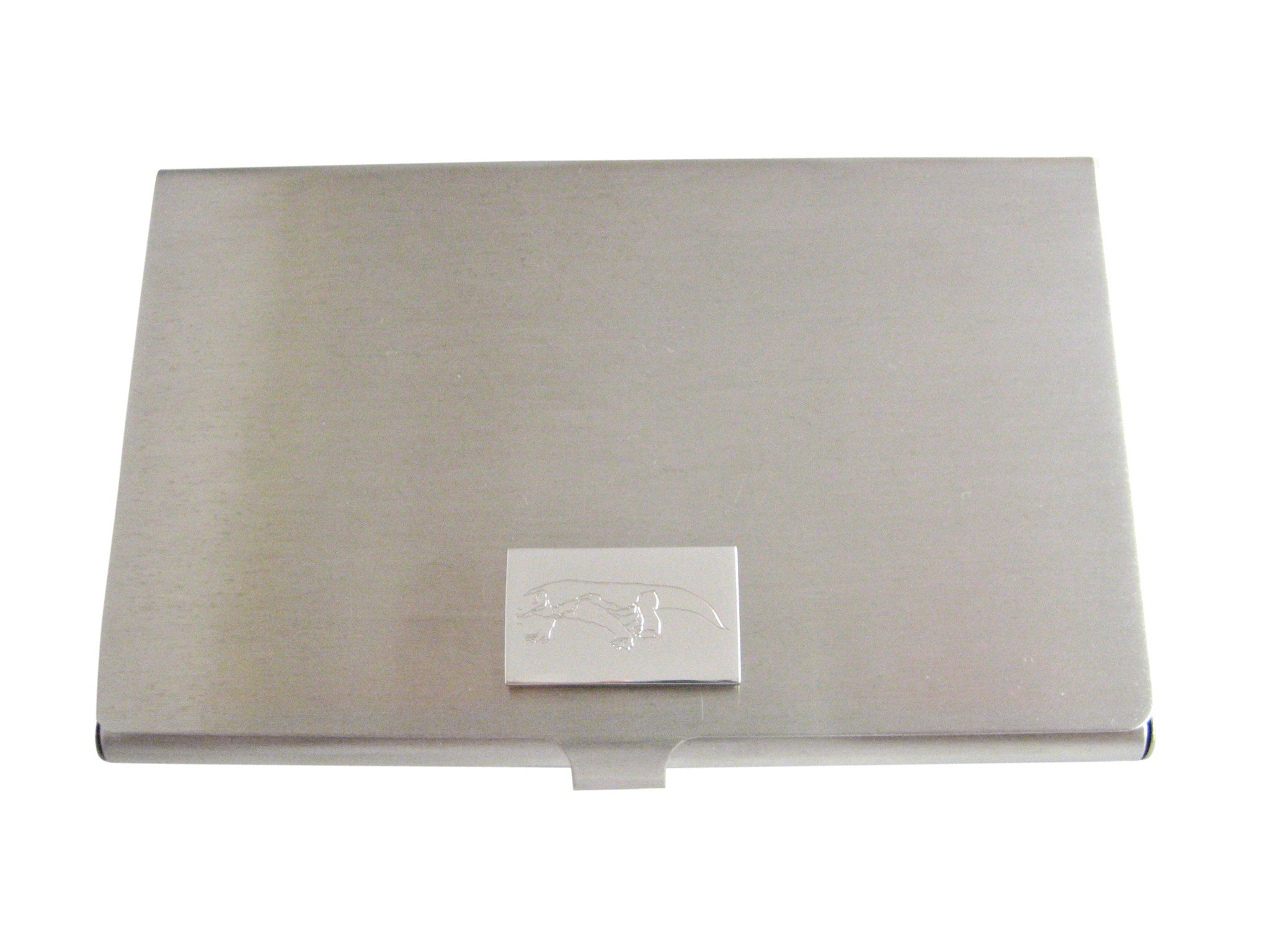 Silver Toned Etched Komodo Dragon Business Card Holder