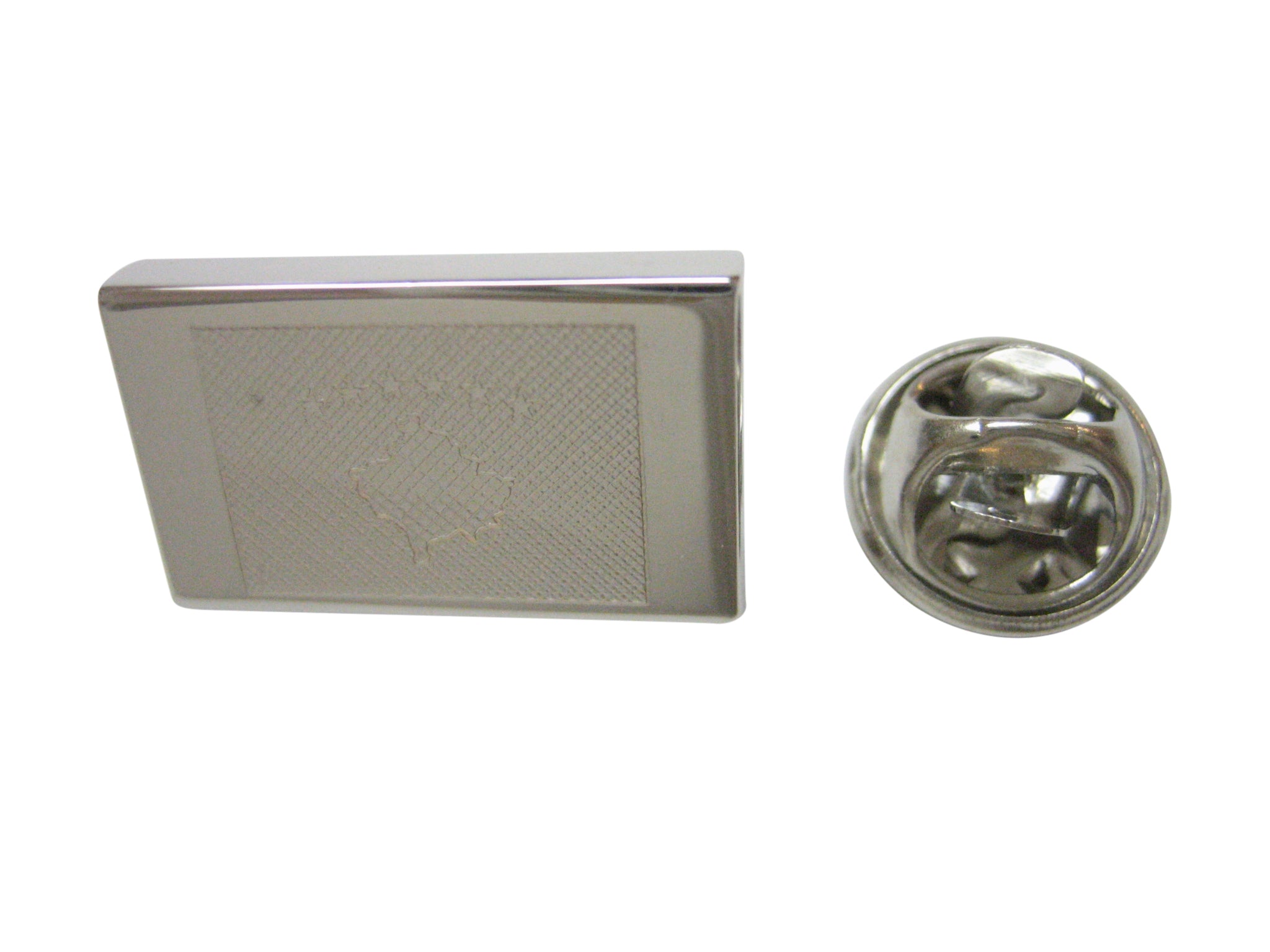 Silver Toned Etched Kosovo Flag Lapel Pin