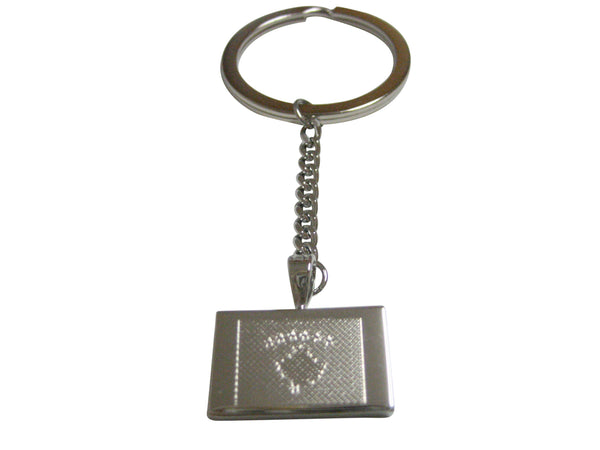 Silver Toned Etched Kosovo Flag Pendant Keychain