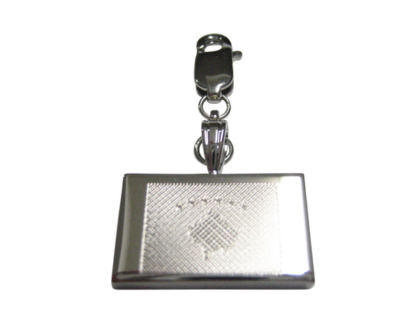 Silver Toned Etched Kosovo Flag Pendant Zipper Pull Charm