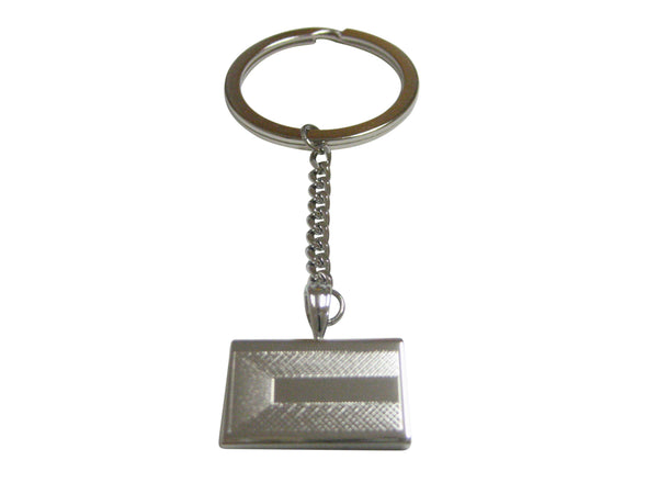Silver Toned Etched Kuwait Flag Pendant Keychain