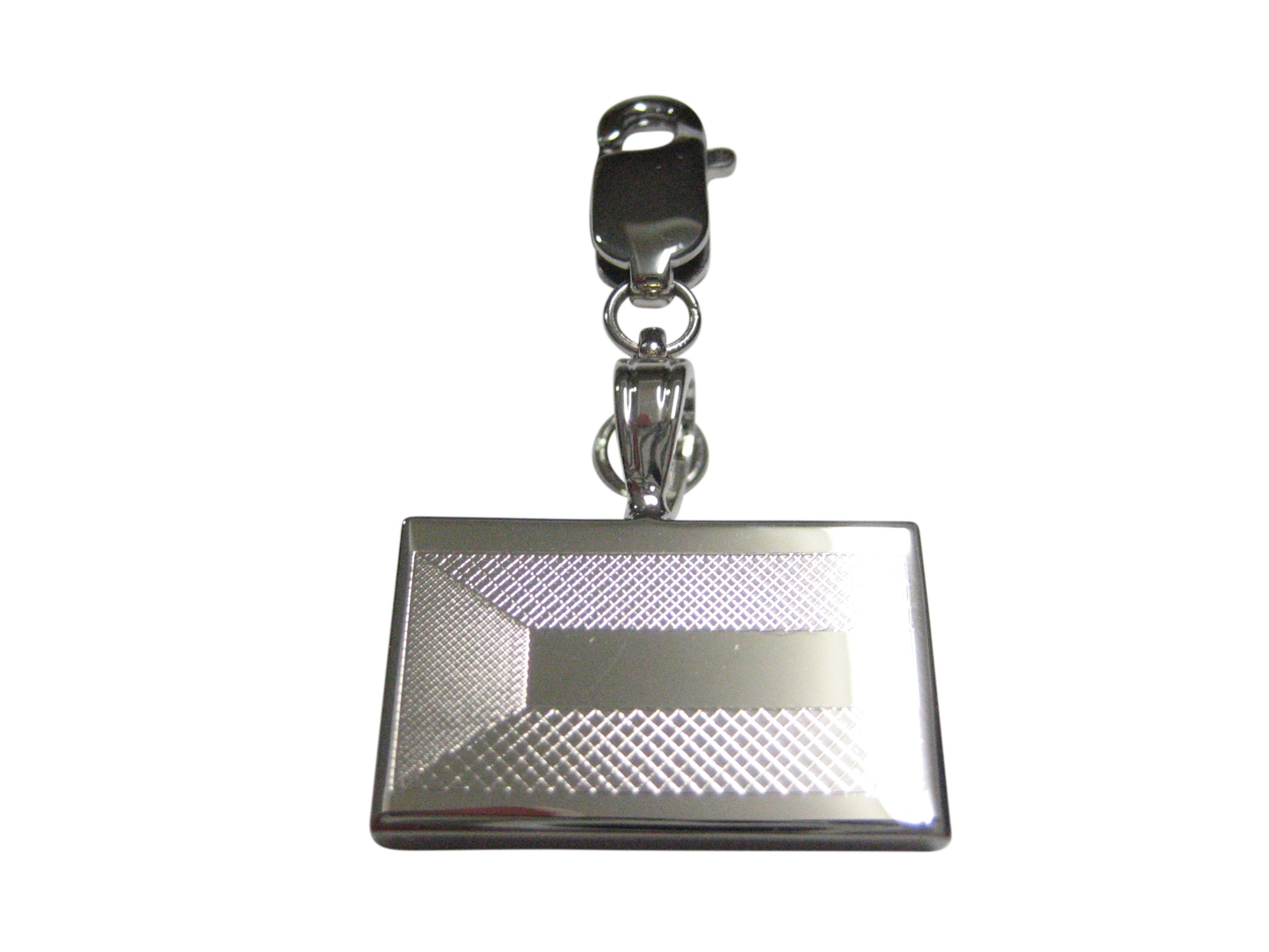 Silver Toned Etched Kuwait Flag Pendant Zipper Pull Charm