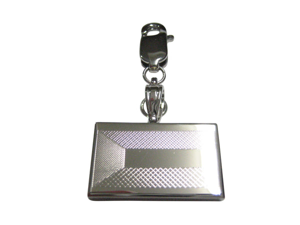 Silver Toned Etched Kuwait Flag Pendant Zipper Pull Charm