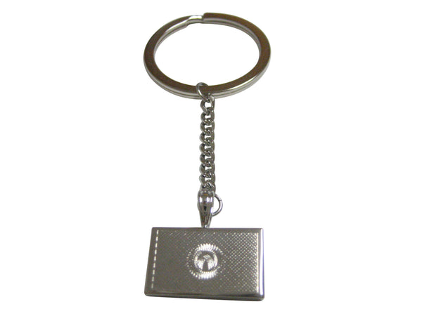 Silver Toned Etched Kyrgyzstan Flag Pendant Keychain