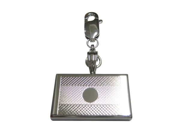 Silver Toned Etched Laos Flag Pendant Zipper Pull Charm