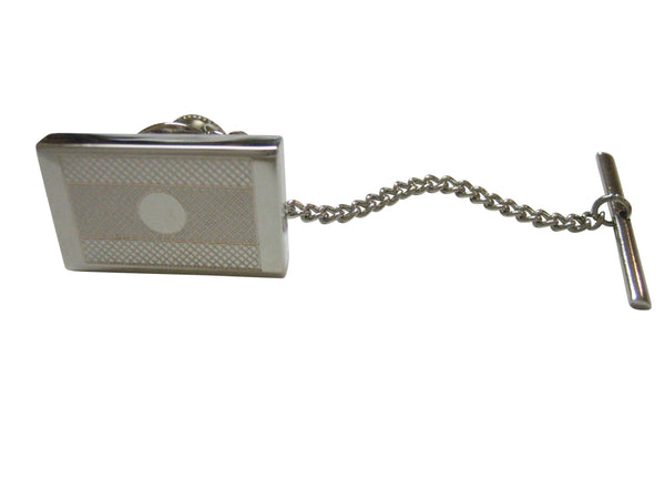 Silver Toned Etched Laos Flag Tie Tack