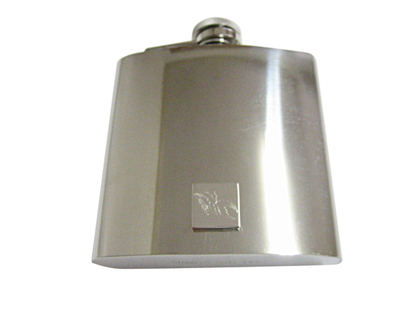 Silver Toned Etched Large Tropical Fish 6 Oz. Stainless Steel Flask