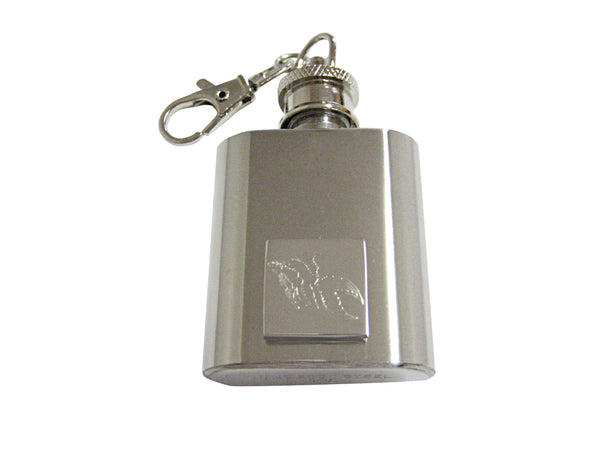 Silver Toned Etched Large Tropical Fish 1 Oz. Stainless Steel Key Chain Flask