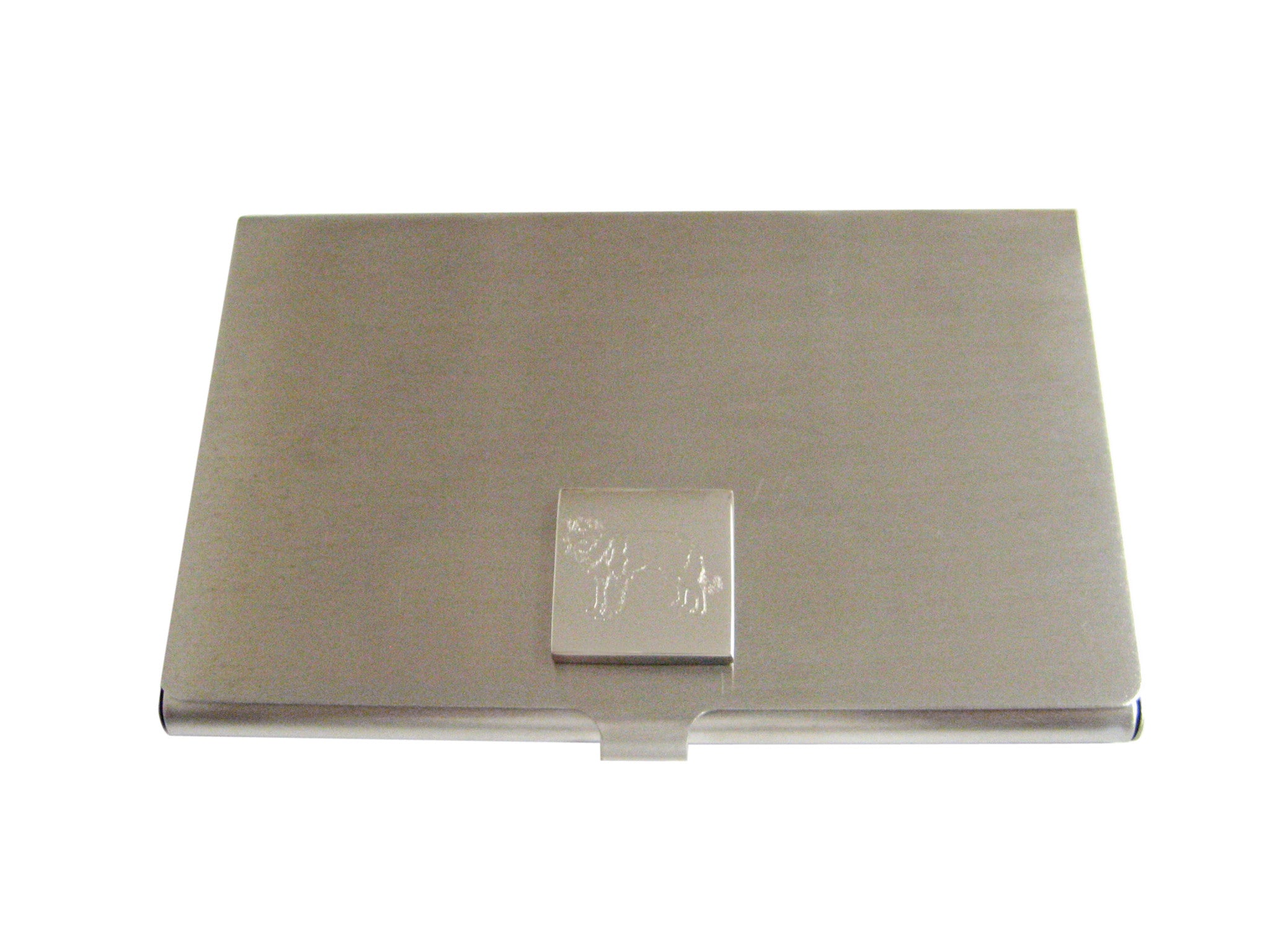 Silver Toned Etched Lassie Dog Business Card Holder