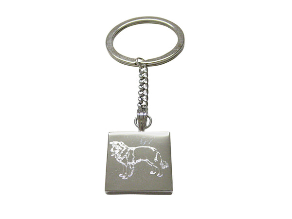 Silver Toned Etched Lassie Dog Keychain